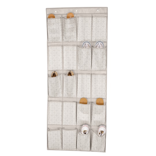 Simplify Gray Boho 20-Pocket Shoe Organizer